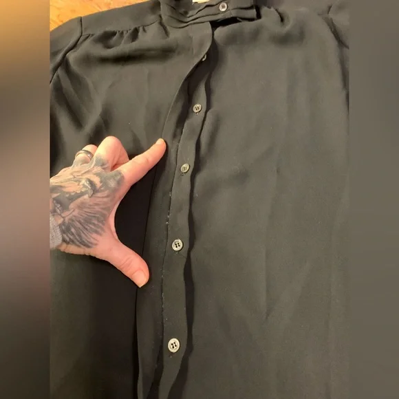 VINTAGE CAMICE Black Sheer High Neck Blouse | Balloon Sleeve Victorian Top XS - Picture 3 of 7